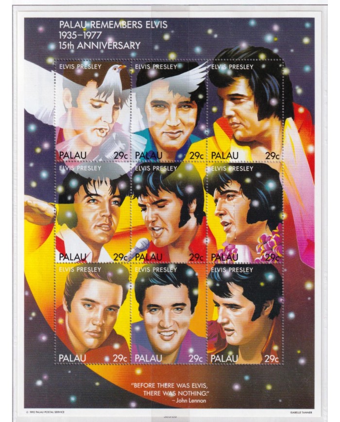 F-EX41360 PALAU MNH 1992 MUSIC ELVIS PRESLEY SPECIAL SHEET.
