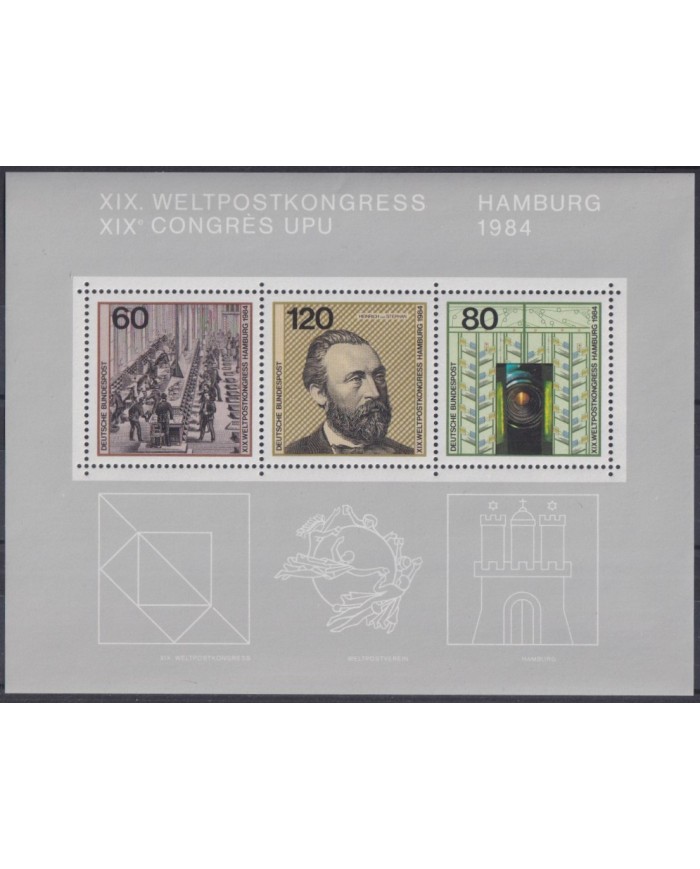 F-EX43934 GERMANY 1984 MNH UPU CONGRESS HAMBURG.
