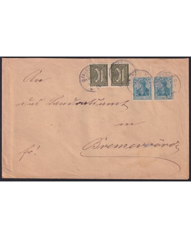 Z360 GERMANY INFLATION COVER 1921 EBERDORF TO BREMENVARD.