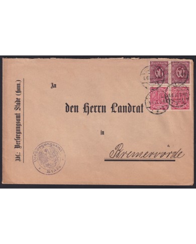 Z410 GERMANY INFLATION 08/06/ 1922 STADE TO BREMERVORDE.