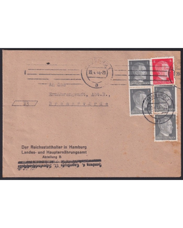 Z372 GERMANY WWII 20/04/ 1944 HAMBURG TO  BREMERVORDE.