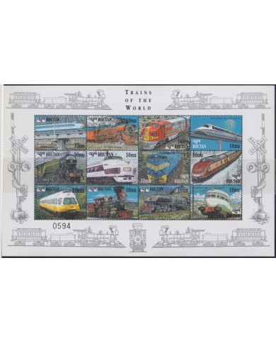 F-EX41373 BHUTAN MNH TRAIN OF WORLD RAILROAD RAILWAYS LOCOMOTIVE.