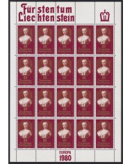 F-EX44054 LIECHTENSTEIN MNH 1980 EUROPA ART FAMOUS PEOPLES COMPLETE SHEET.