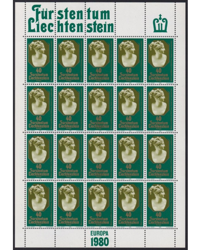 F-EX44054 LIECHTENSTEIN MNH 1980 EUROPA ART FAMOUS PEOPLES COMPLETE SHEET.