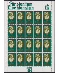F-EX44054 LIECHTENSTEIN MNH 1980 EUROPA ART FAMOUS PEOPLES COMPLETE SHEET.