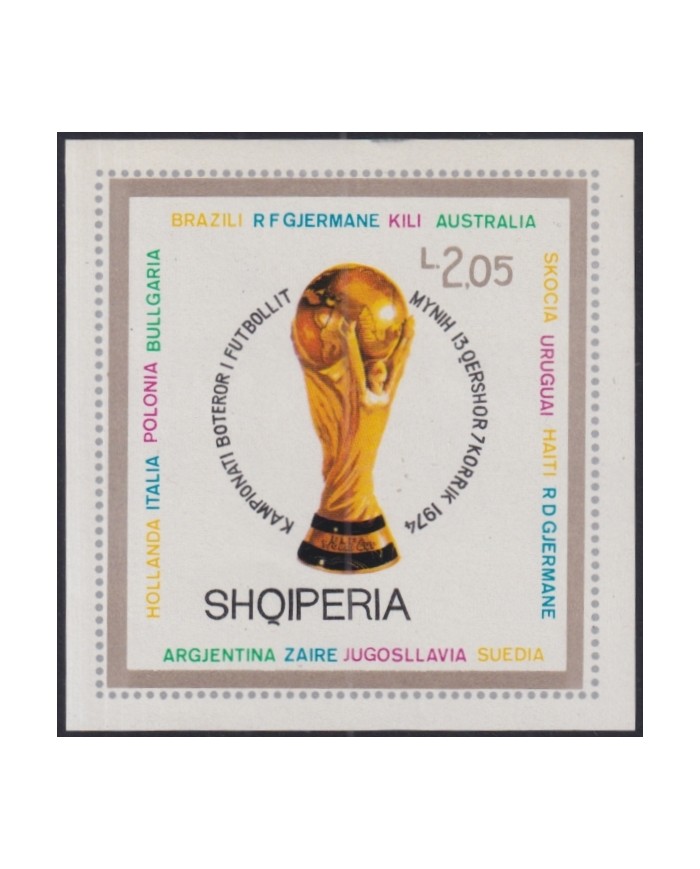 F-EX44270 ALBANIA MNH 1974 FOOTBALL SOCCER CHAMPIONSHIP FIFA TROPHY.