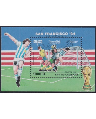 F-EX44265 CAMBODIA USED 1992 FOOTBALL SOCCER CHAMPIONSHIP SAN FRANCISCO.
