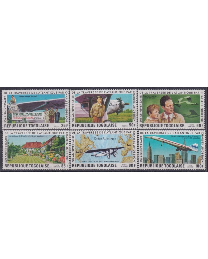 F-EX44043 TOGO MNH 1965 50 ANNIV CROSSING ATLANTIC FLIGHT CHARLES LINDBERGHT.