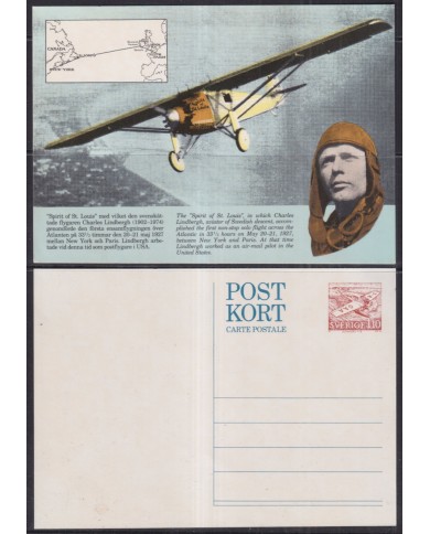 F-EX42112 SWEDEN MNH 1977 SPIRIT OF ST LOIS FLIGHT CHARLES LINDBERGHT.