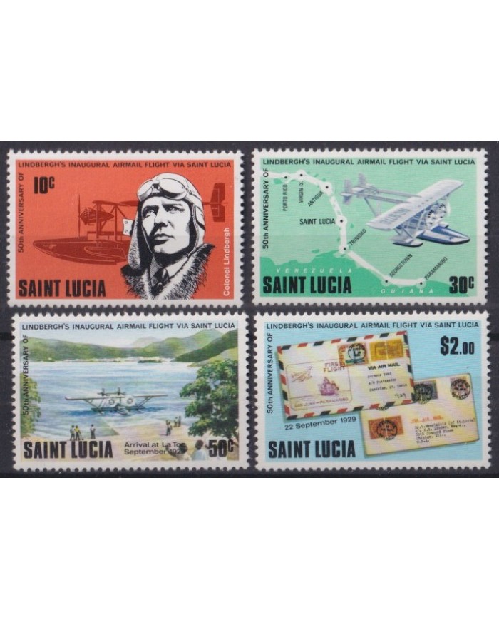 F-EX44042 ST LUCIA MNH 1979 SPIRIT OF ST LOIS FLIGHT TO ST LUCIA CHARLES LINDBERGHT.
