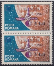 F-EX42792 RUMANIA MNH 1965 RANGER SATELLITE OVERPRINT PAIR COSMOS SPACE.