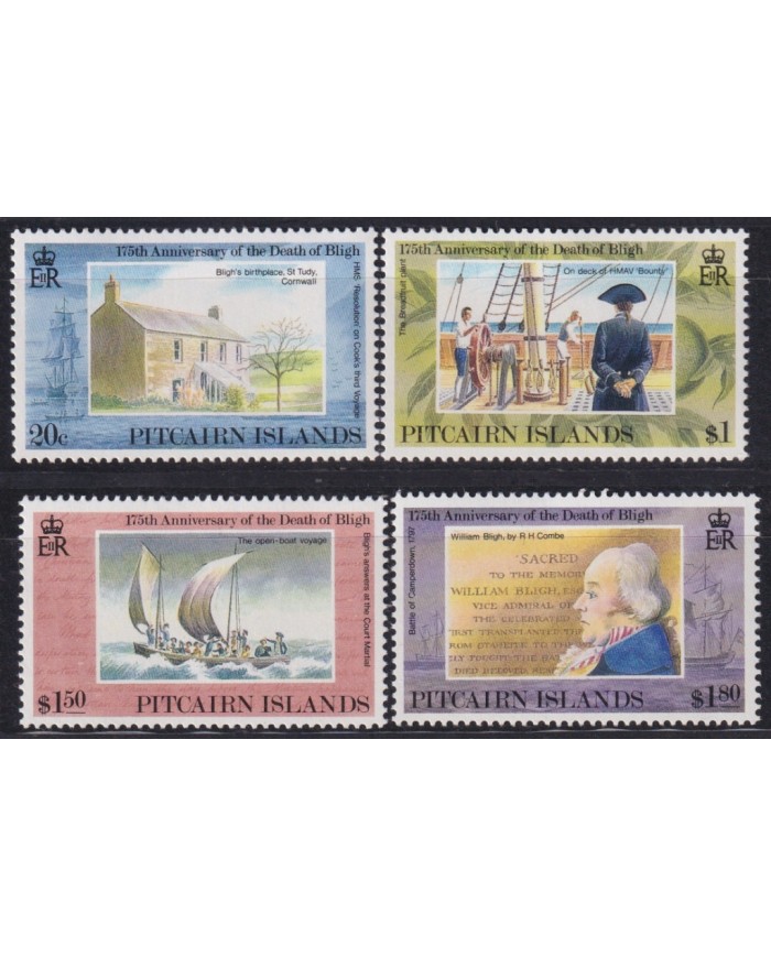 F-EX43457 PITCAIRN MNH 1992 175º ANNIV DEATH OF CAPTAIN BLIGH BOUNTY SHIP.
