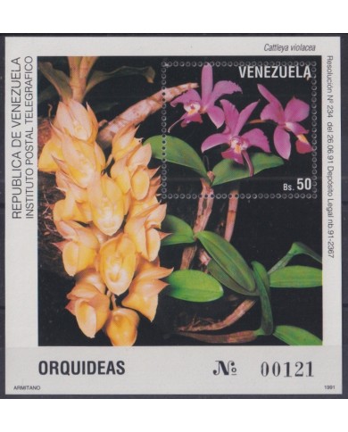 F-EX44037 VENEZUELA MNH 1991 FLOWER FLORES ORCHID ORQUIDEAS.