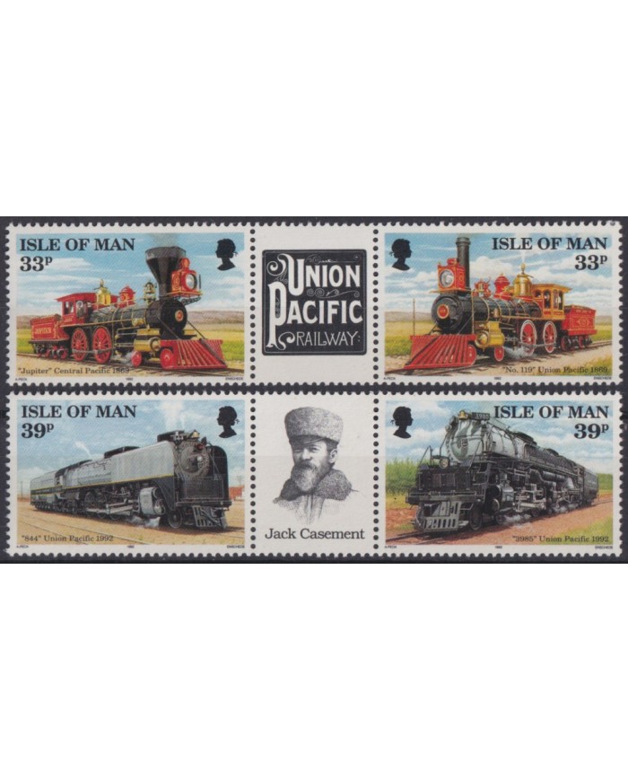 F-EX43430 MAN IS MNH 1992 RAILROAD UNION PACIFIC RAILWAYS FERROCARRIL LOCOMOTIVE.
