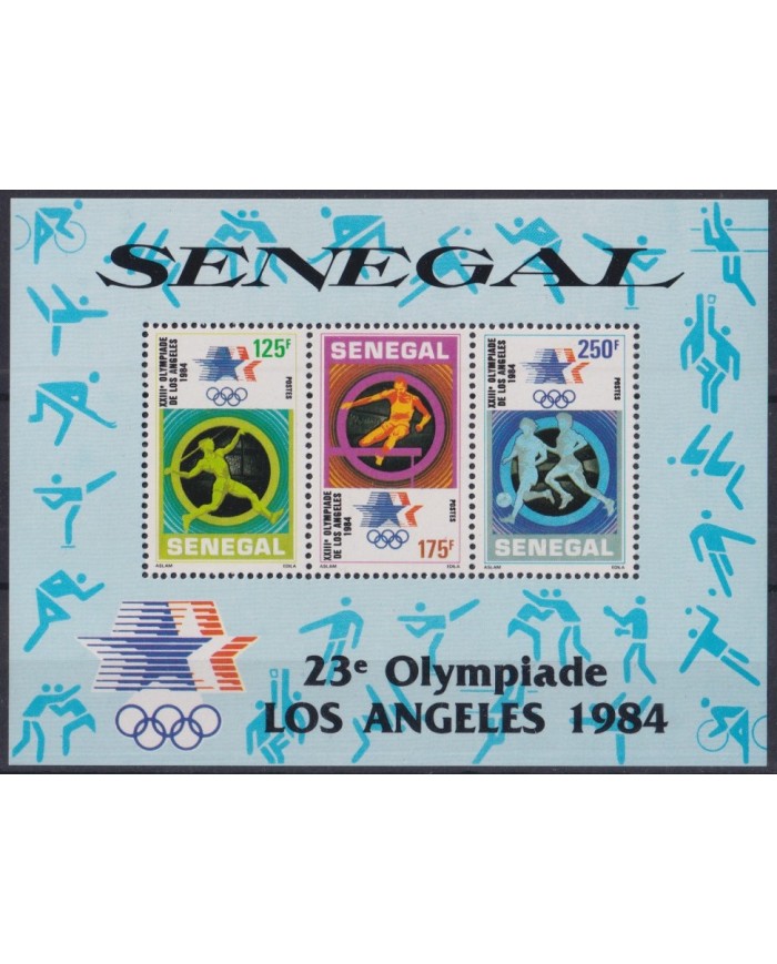 F-EX44017 SENEGAL MNH 1984 OLYMPIC GAMES LOS ANGELES ATHLETISM JAVELIN SOCCER.