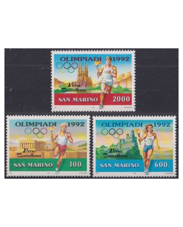 F-EX43695 SAN MARINO MNH 1992 OLYMPIC GAMES BARCELONA ATHLETISM TOURCH.