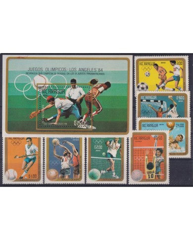 F-EX43609 NICARAGUA MNH 1984 LOS ANGELES OLYMPIC GAMES SOCCER HOCKEY BASEBALL.