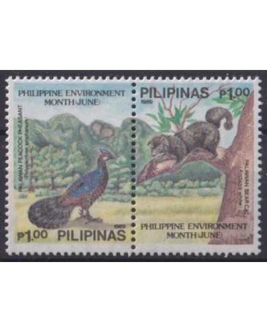 F-EX43376 PHILIPPINES MNH 1989 WWF WILDLIFE FAUNA ENVIRONMENT MONTH BIRD.