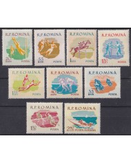 F-EX43665 RUMANIA 1959 MH SPORT BOXING TENNIS CYCLING HOCKEY MOTO SOCCER HANDBALL.