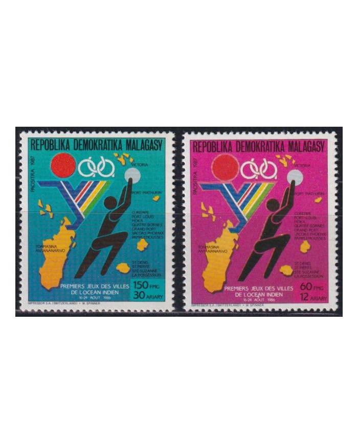 F-EX43516 MADAGASCAR 1986 MNH INDIAN OCEAN CITY SPORT GAMES.