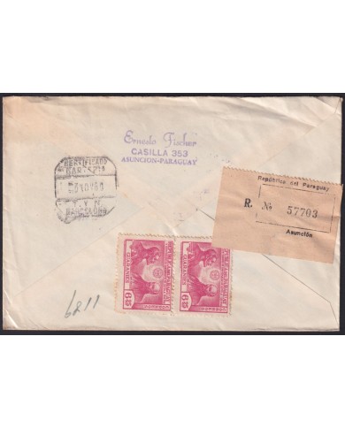 F-EX41244 PARAGUAY 1960 FDC UNITED NATIONS TO BARCELONA SPAIN.