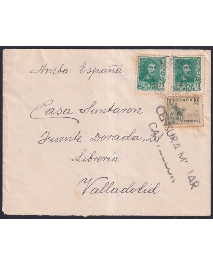 Z490 ESPAÑA SPAIN 193? CIVIL WAR CENSORSHIP CASTELLON SALVADELLA TO VALLADOLID.