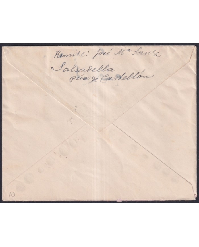 Z490 ESPAÑA SPAIN 193? CIVIL WAR CENSORSHIP CASTELLON SALVADELLA TO VALLADOLID.