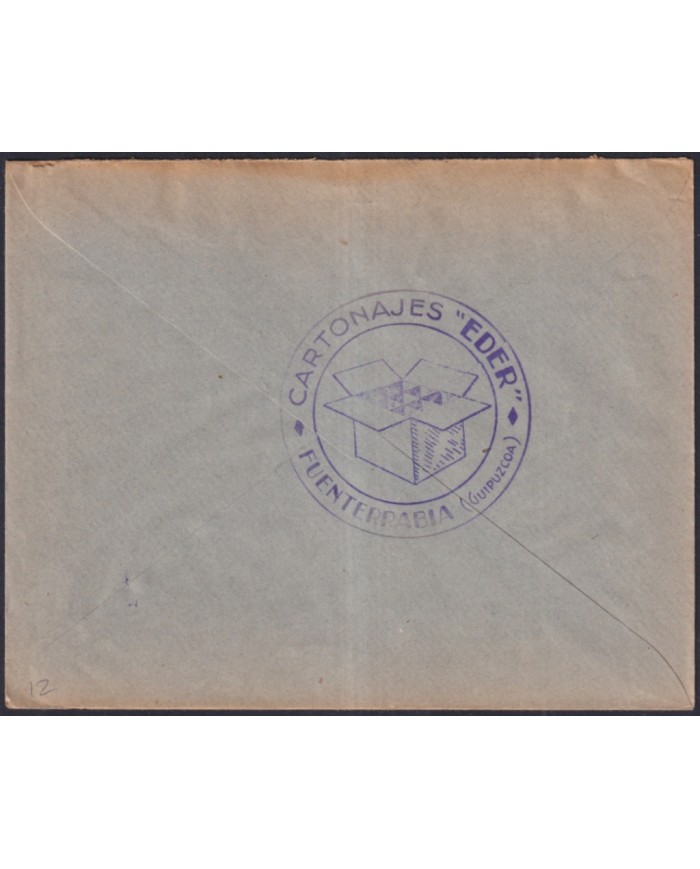 Z494 ESPAÑA SPAIN 1939 CIVIL WAR CENSORSHIP FUENTERRABIA TO SAN SEBASTIAN.