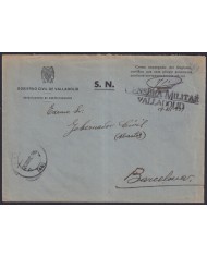 Z509 ESPAÑA SPAIN 1939 CIVIL WAR FREEPORT CENSORSHIP VALLADOLID TO BARCELONA.