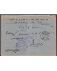 Z513 ESPAÑA SPAIN 1936 CIVIL WAR FREEPORT CENSORSHIP JEREZ DE LA FRONTERA BURGOS.