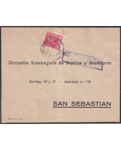 Z518 ESPAÑA SPAIN 1938 CIVIL WAR CENSORSHIP CACERES TO SAN SEBASTIAN.