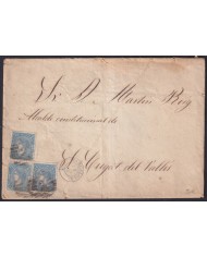 Z525 ESPAÑA SPAIN 1865 4 cu TRIPLE PORTE BARCELONA TO SAN CUGAT DEL VALLES.