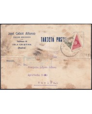 Z527 ESPAÑA SPAIN 1939 BICEPT POSTCARD CENSORSHIP ISLA CRISTINA TO HUELVA.