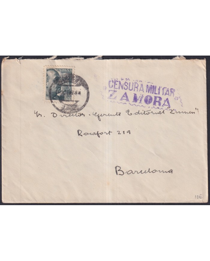 Z536 ESPAÑA SPAIN 1939 CENSORSHIP COVER ZAMORA TO SAN SEBASTIAN.