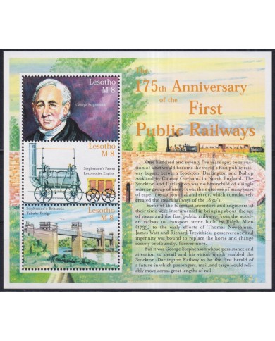 F-EX42568 LESOTHO MNH 2000 G. STEPHENSON 175 ANNIV OF RAILROAD FERROCARRIL.