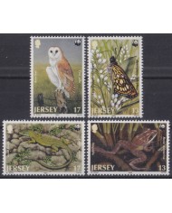 F-EX43418 JERSEY UK ENGLAND MNH 1989 WILDLIFE WFF BIRD OWL BUTTERFLIES FROG.