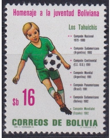 F-EX44586 BOLIVIA MNH 1982 TAHUICHIS YOUNG SOCCER FOOTBALL.