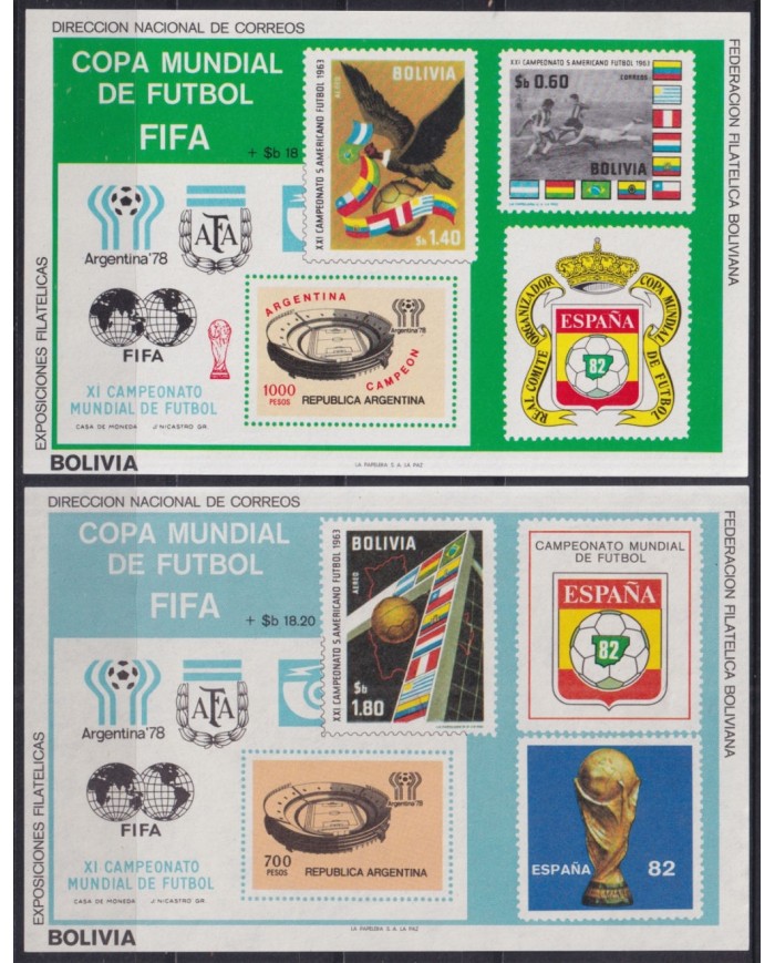 F-EX43814 BOLIVIA MNH 1982 SPAIN CHAMPIONSHIP SOCCER FOOTBALL SHEET.