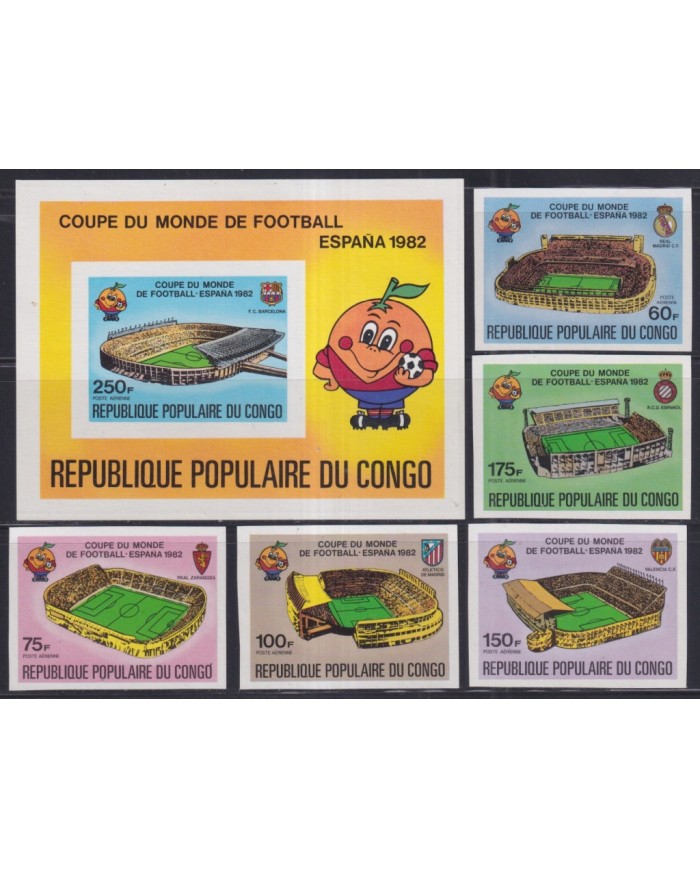 F-EX44589 CONGO MNH 1982 SPAIN CHAMPIONSHIP SOCCER FOOTBALL IMPERFORATED.