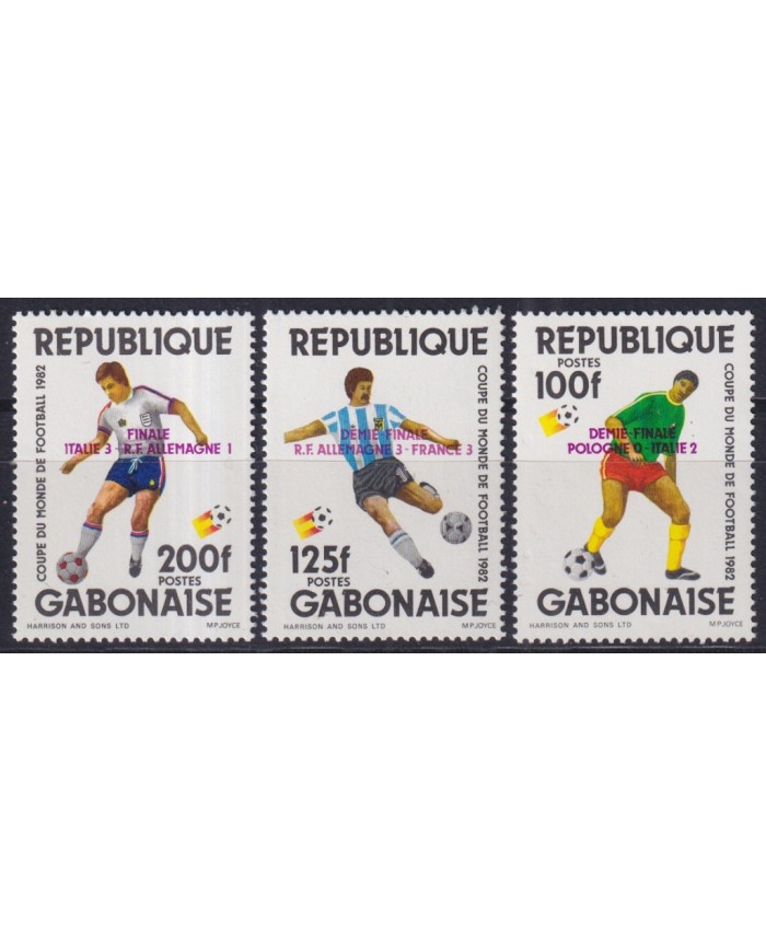 F-EX44557 GABON MNH 1982 SPAIN CHAMPIONSHIP SOCCER FOOTBALL WINNER OVERPRINT.