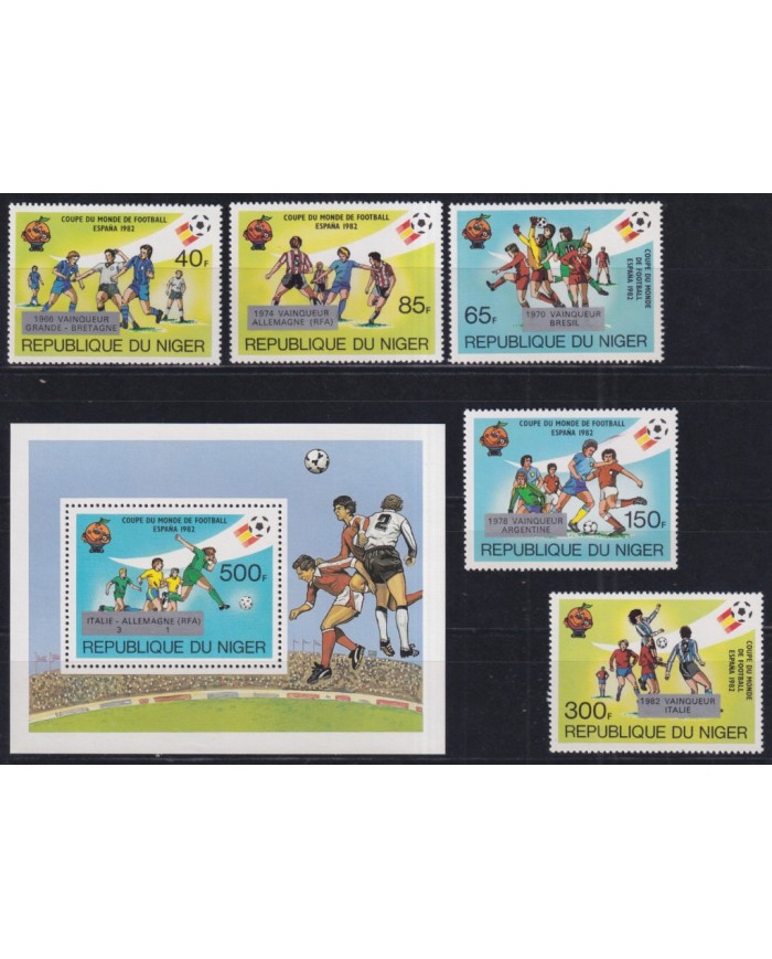 F-EX43795 NIGER MNH 1982 CHAMPIONSHIP SOCCER FOOTBALL WINNER OVERPRINT.