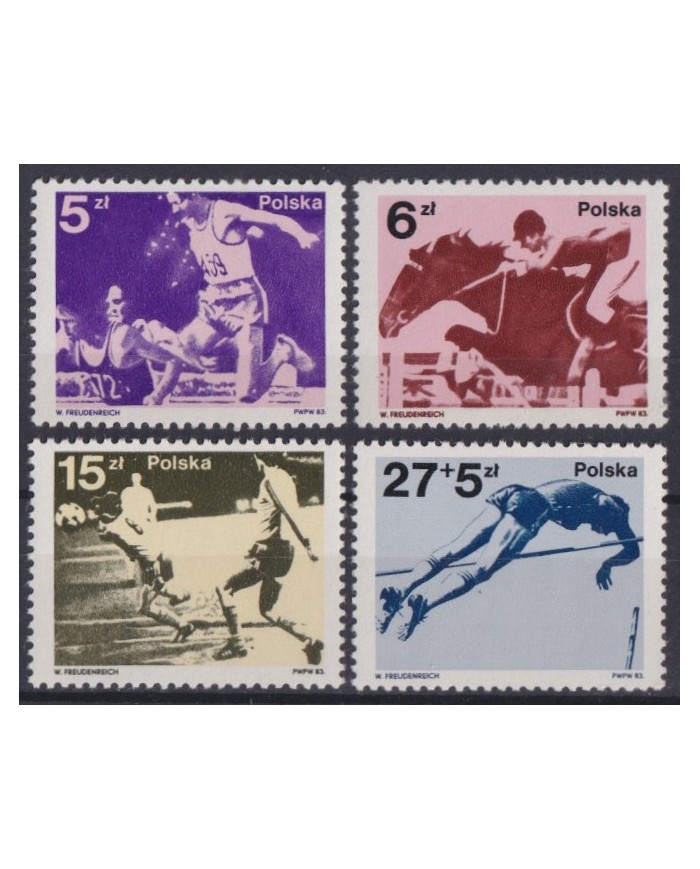 F-EX44534 POLAND MNH 1983 SPORT ATHLETISM EQUESTRIAN BASKET SOCCER FOOTBALL.
