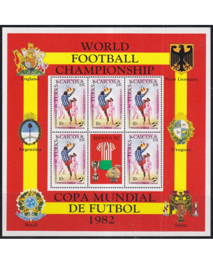 F-EX44061 TURKS & CAICOS MNH 1982 SOCCER WORLD CUP FOOTBALL.