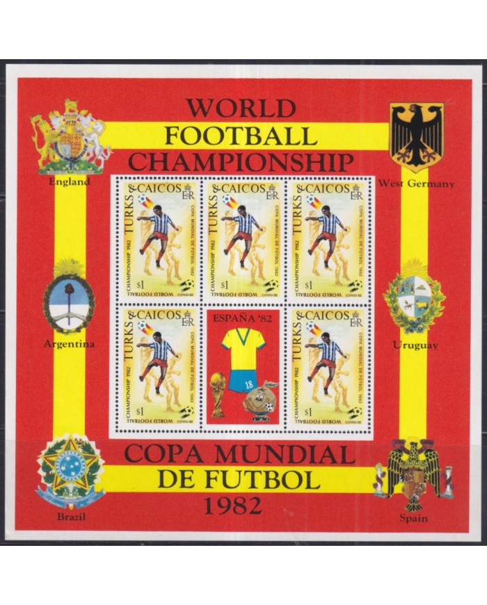 F-EX44061 TURKS & CAICOS MNH 1982 SOCCER WORLD CUP FOOTBALL.