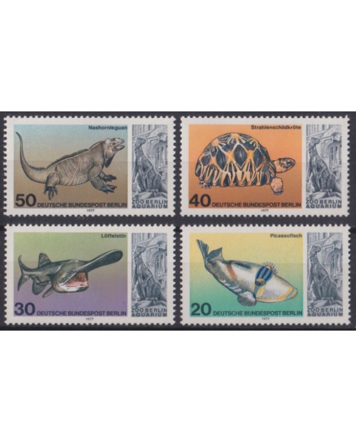 F-EX44702 GERMANY BERLIN MNH 1977 ZOO FAUNA RARE FISH TURTLE LIZARD.