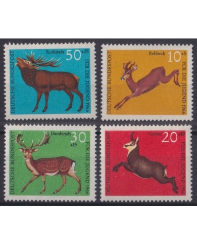 F-EX44709 GERMANY MNH 1966 YOUNTH WELFARE FAUNA DEER.