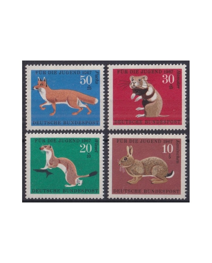 F-EX44711 GERMANY MNH 1967 YOUNTH WELFARE FAUNA FOX RABBIT.