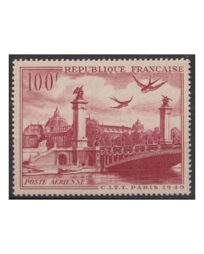 F-EX44617 FRANCE MLH 1949 ALEXANDER III BRIDGE BIRD AVES PAJAROS.