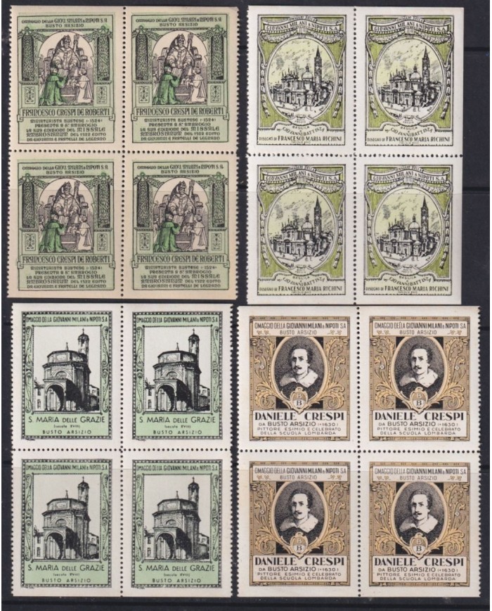 F-EX16695 ITALY ITALIA CINDERELLA CIRCA 1940 BUSTO ARSIZIO GIOVANNI MILANI & NIPOTI HISTORICAL ORIGINAL GUM BLOCK 4.