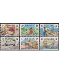 F-EX44774 BERMUDA MNH 1981 HERITAGE PRIVATEERING SHIP FISHING STONE CUTTING.